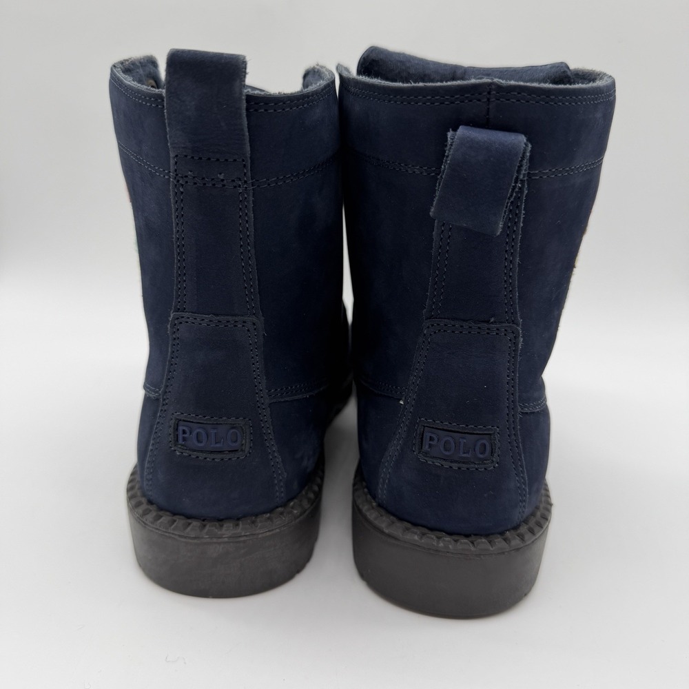 Polo Ralph Lauren Ranger Hi II Polo Bear Navy Suede Boots Boys 5 Womens 6.5 7 - Picture 4 of 10